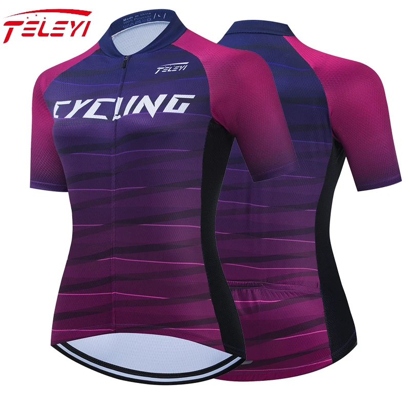 

TELEYI Велоспорт Джерси для женщин Pro Fit Женская дорожная MTB Джерси велосипед с коротким рукавом летние дышащие