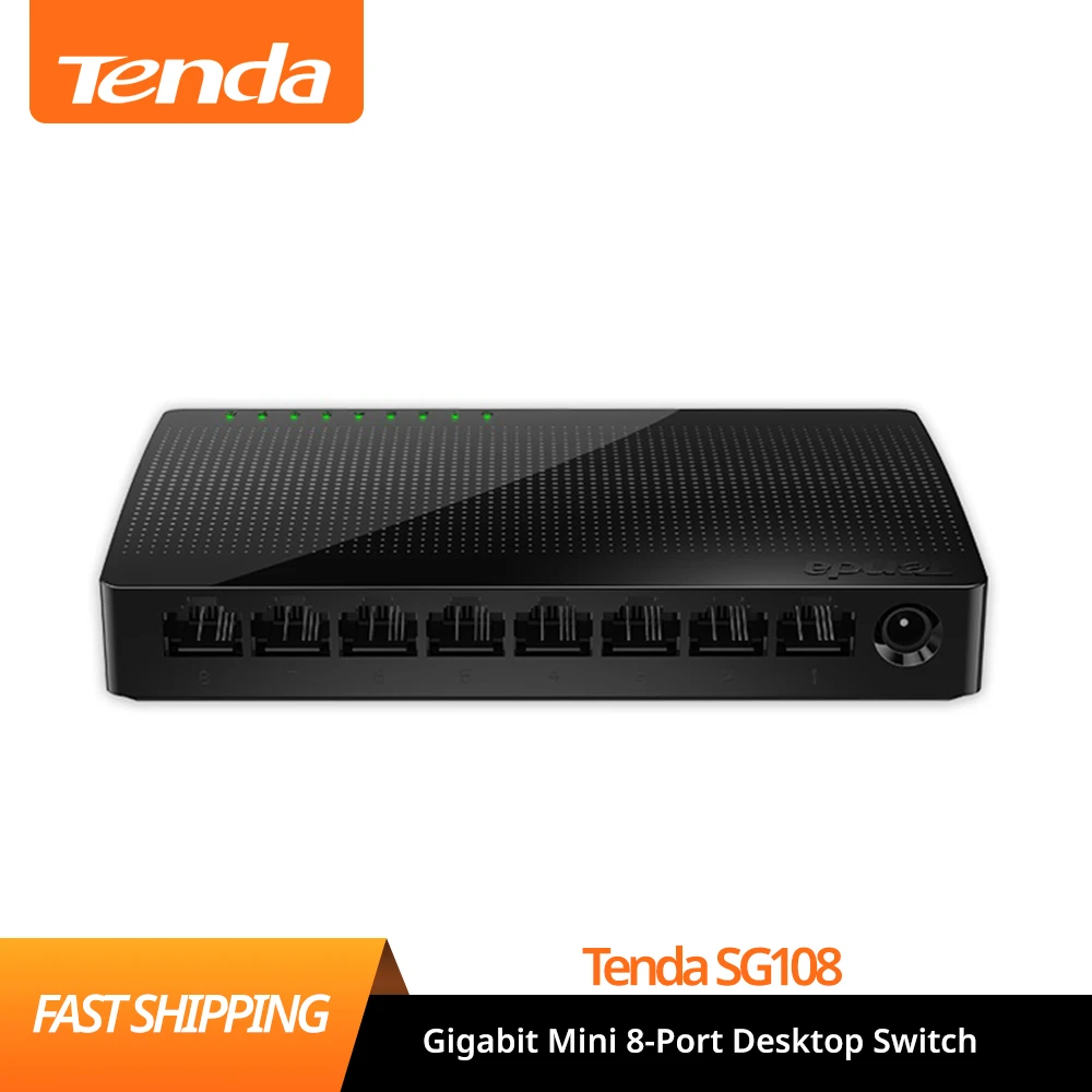 

Настольный коммутатор Tenda SG108 Gigabit Mini с 8 портами, хаб для быстрой локальной сети Ethernet RJ45, хаб с шунтом