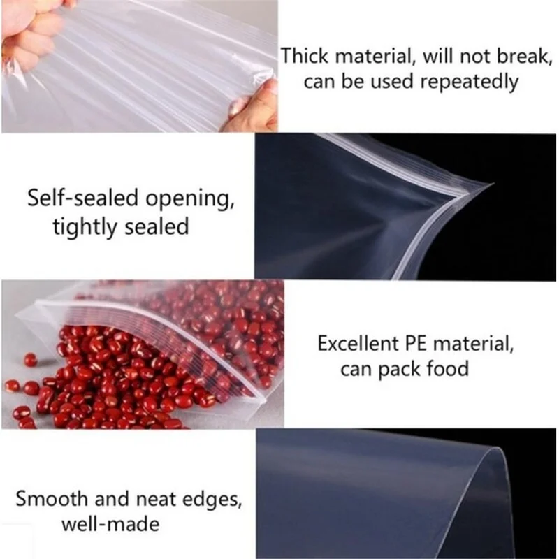 100-Pack of Multiple Sizes Small Zip Lock Plastic Bags – Reclosable Transparent Storage Bags for Beads, Jewelry, Christmas Candy, and Snacks image 4