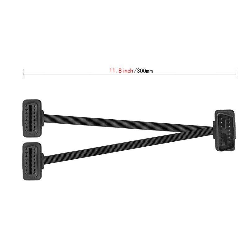 

OBDII Extension Dual Connector Y Splitter OBD OBD2 16PIN Male to Female Connection Flat+Thin for ELM327