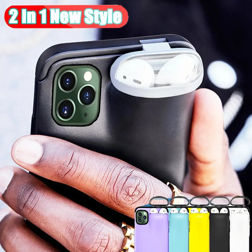 Чехол для телефона с держателем Airpods iPhone 11 Pro Max XS MAX XR X 10 7 8 6 6s Plus чехол наушников Apple