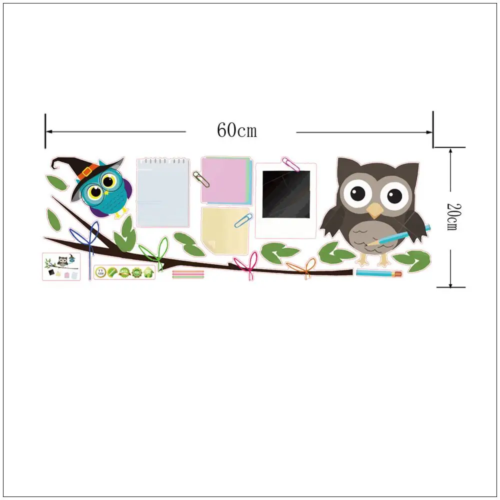 Мультфильм Ручная роспись Сова Детские наклейки на стену спальня Детский сад