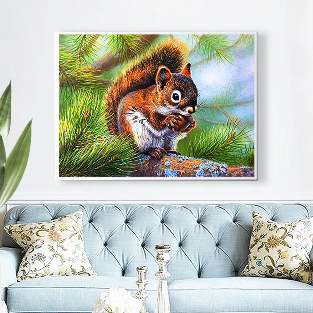 HUACAN полностью квадратная Алмазная картина белка животное вышивка продажа стразы