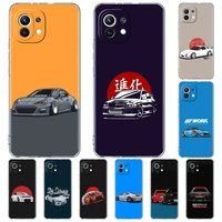 sports car jdm drift silicone phone case cover for xiaomi mi 11 10t 10 ultra 5g 9t cc9 pro a2 lite cc9e 11i 10s soft funda coque