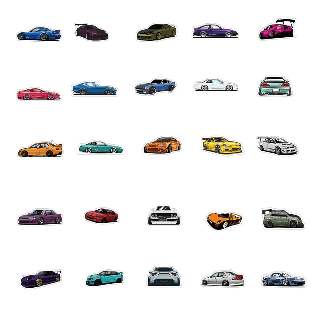 100pcs classic sports car styling graffiti stickers cool for diy motorcycle guitar moto phone helmet bike waterproof jdm sticker free global shipping
