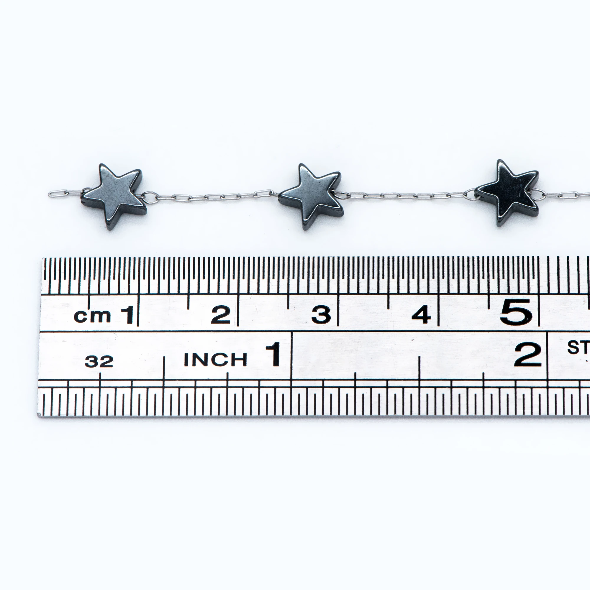 

Stainless Steel 7mm Star Hematite Beads Chain, Silver tone DIY Chain Wholesale (#LK-380-1)/ 1 Meter=3.3 ft