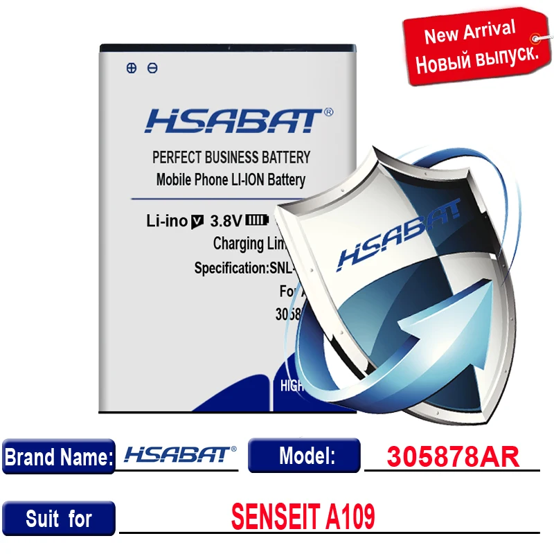Оригинальная запасная батарея для мобильного телефона HSABAT 2450 мАч 305878AR SENSEIT A109 |
