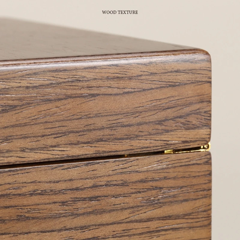 

T21D Large 3-Layer Wooden Jewelry Box Luxurious Velvet Earring Necklace Desktop Box