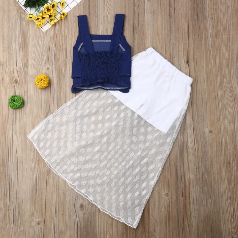 Модный детский нагрудник жилет для девочек укороченные джинсовые топы с бантом