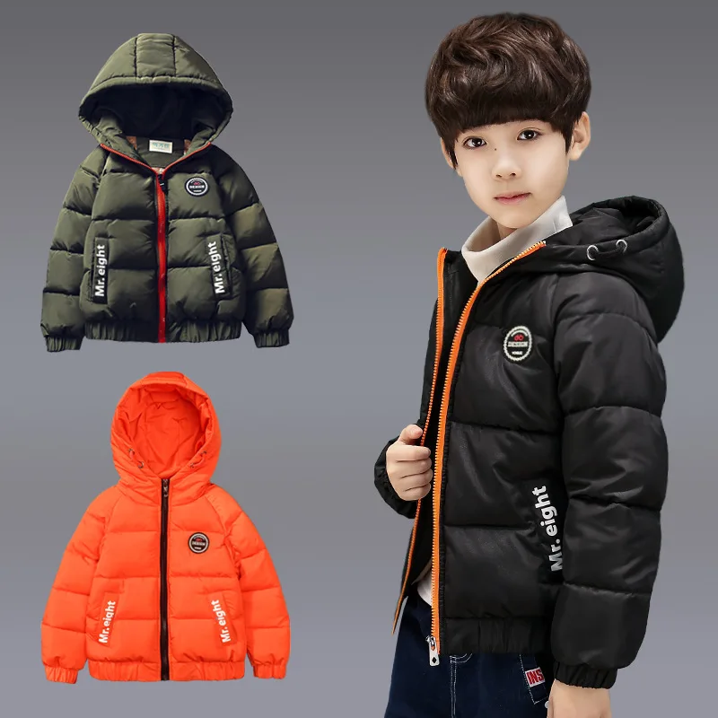 Детское пуховое пальто для мальчиков Зимняя парка из хлопка с капюшоном плотный