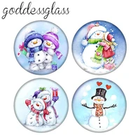 cute snowman happy new year winter snow 10pcs 12mm18mm20mm25mm round photo glass cabochon demo flat back making findings