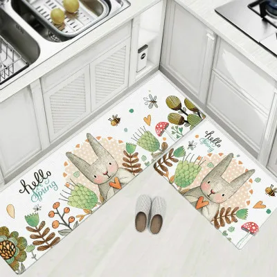 Rabbit RULDGEE нескользящий маслостойкий водонепроницаемый ПУ ПВХ ковер для гостиной современный кухонный коврик для спальни - Цвет: Rabbit