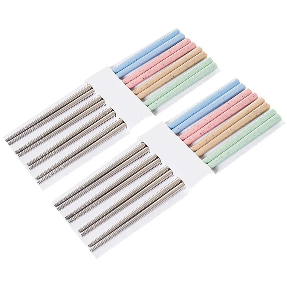 

Japanese Style Environmental Protection Wheat Straw+304 Stainless Steel Chopsticks 8 Pairs