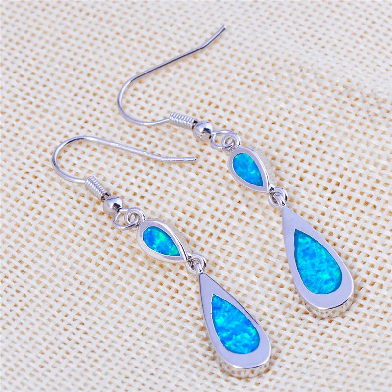 Милые Женские Висячие серьги Boho большие голубые белые с огненным опалом