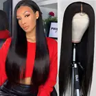 Черный 26 дюймов длинные шелковистые прямые волосы синтетический кружевной передний парик для женщин средняя часть ежедневныйвечерние термостойкий без клея мягкий