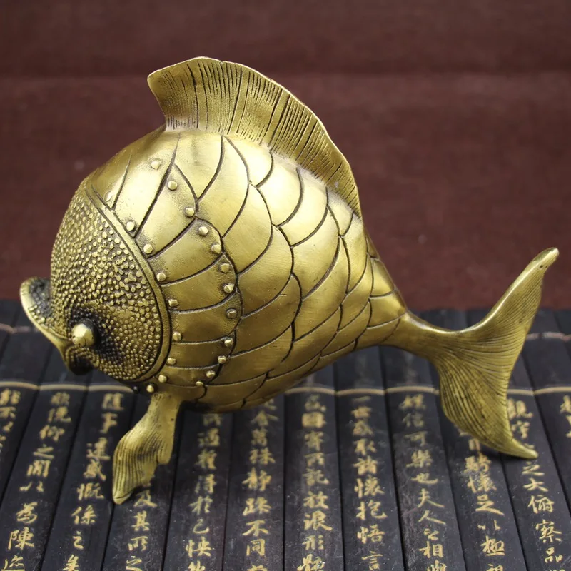 

Archaize Brass Hand Carving Wealth Year Fish Auspicious Statue
