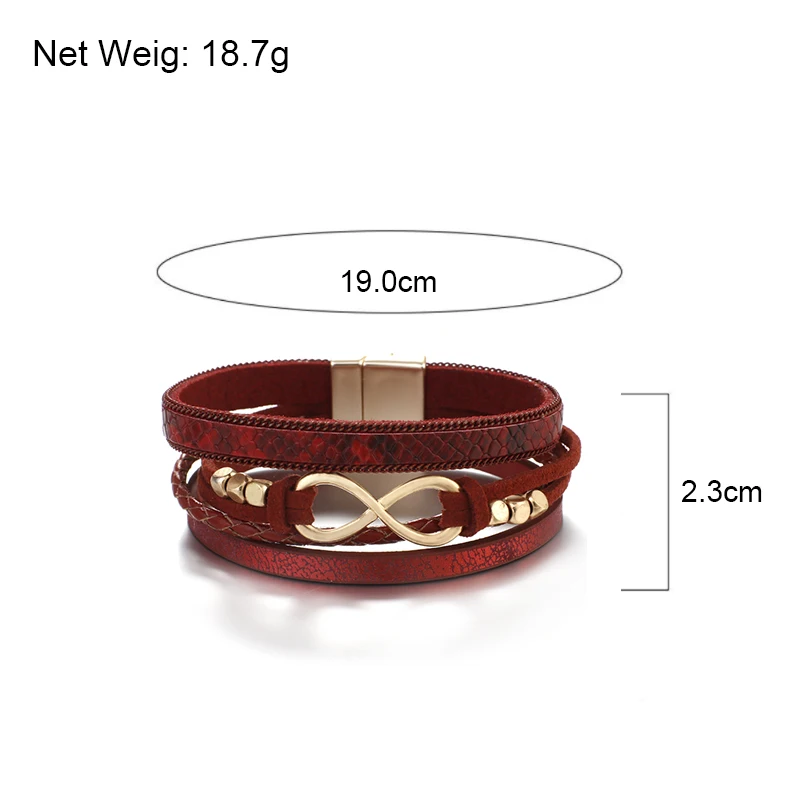 ALLYES браслеты с кулоном в форме бесконечности для женщин модные женские широкие