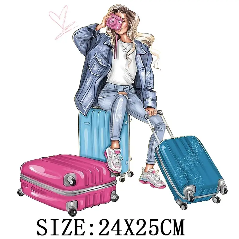 

Beautiful Girl Patches Iron-On Transfer For Clothing DIY Heat Transfer Women T-Shirt Hooides Thermal Stickers Fashion Lady Decor