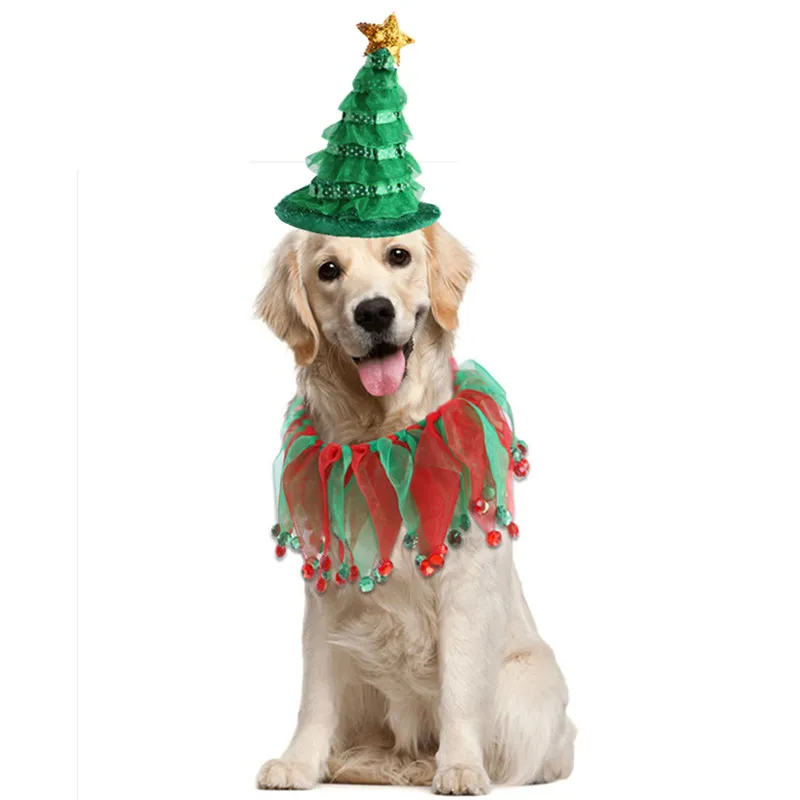 

Dog Caps Christmas Hat for Dogs Decoration Set Cats Hat Collar Christmas Dog Hats Jewelry Scarf Cat Accessories Decoration Hats