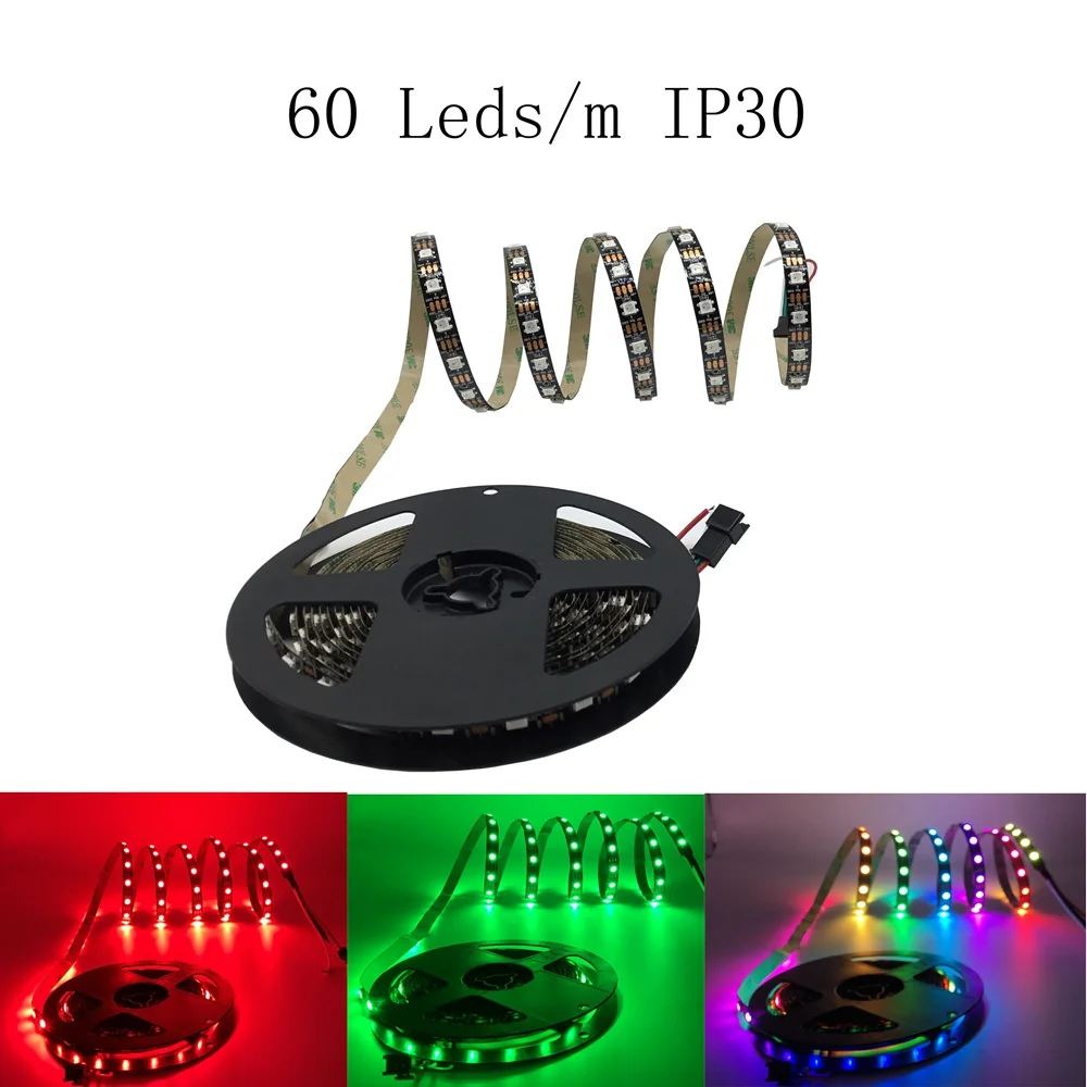 WS2812B WS2812 RGB светодиодный светильник водонепроницаемый индивидуально адресуемый умный RGB светодиодный светильник для украшения дома 1 м 2 м 3 м 4 м 5 м