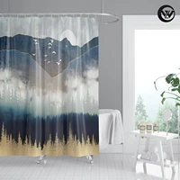 modern minimalist art natural landscape shower curtain bird forest pine home polyester waterproof bathroom decorative curtain