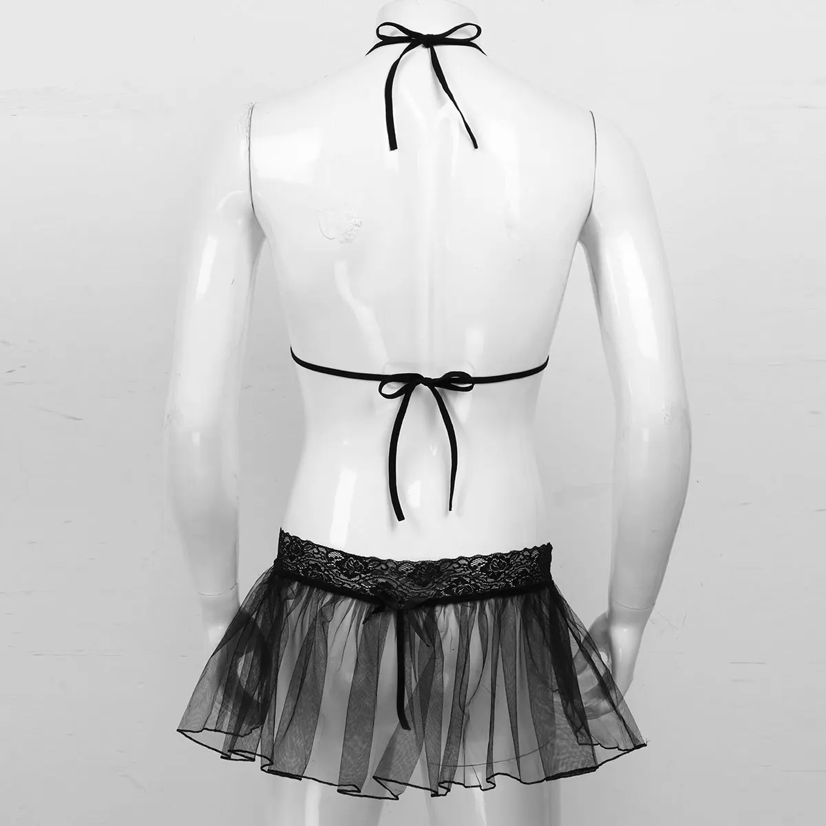 Мужское Гей Нижнее белье Sissy набор просвечивающий кружевной бюстгальтер с
