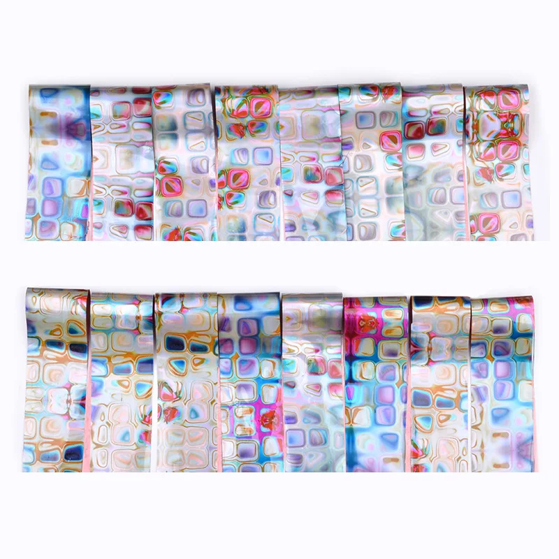 16 шт. лабиринт с неравномерным градиентом фольга для ногтей квадратное звездное