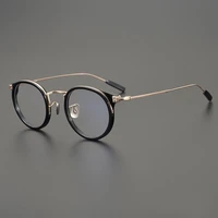 japanese handmade titanium glasses frame men high quality retro round eyeglasses for women clear lens prescription eyewear 7285