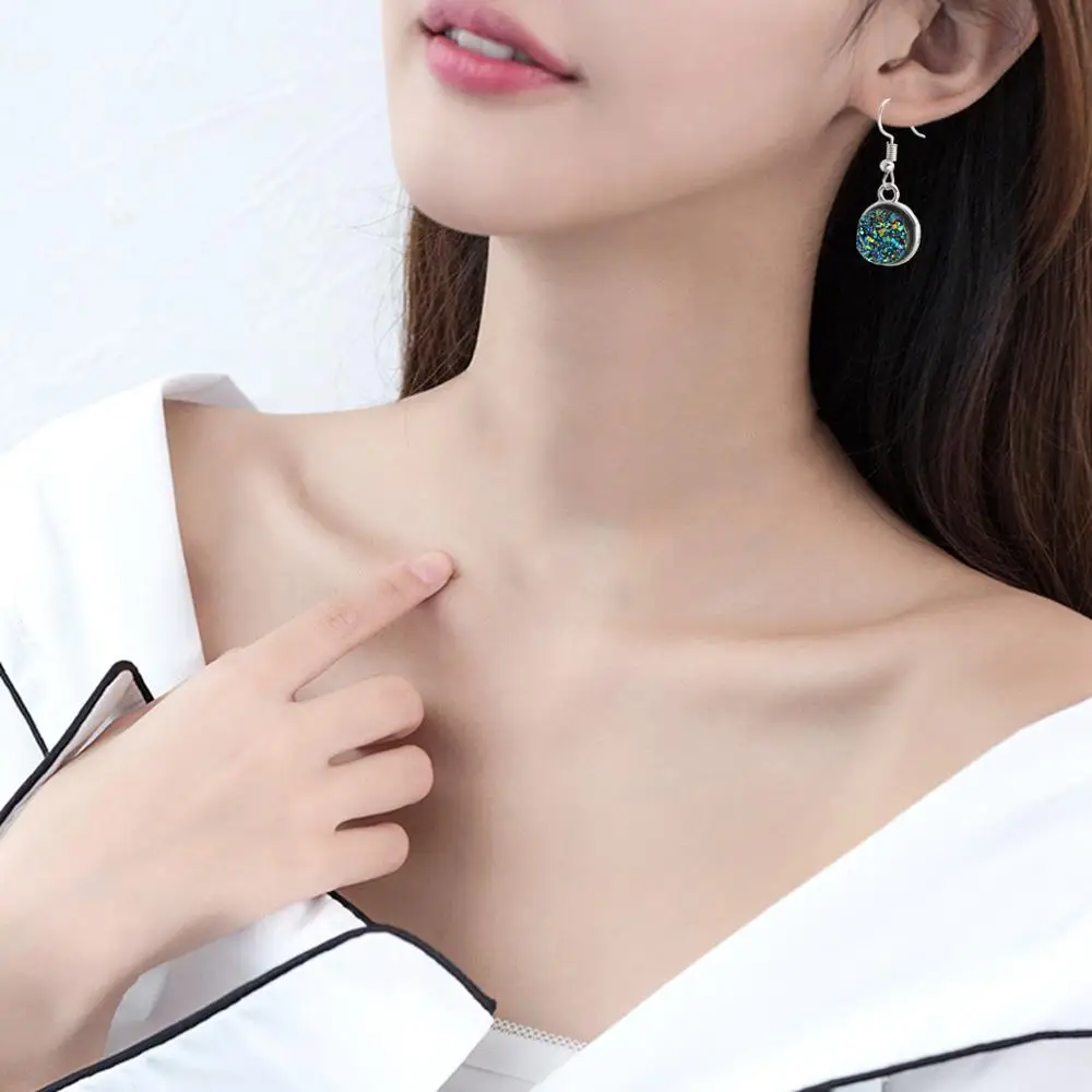 DoreenBeads, полимерные серьги-капли, тусклый серебряный цвет AB, Круглые, ручной работы, шикарные серьги, ювелирные изделия для женщин 34x15 мм, 1 пара