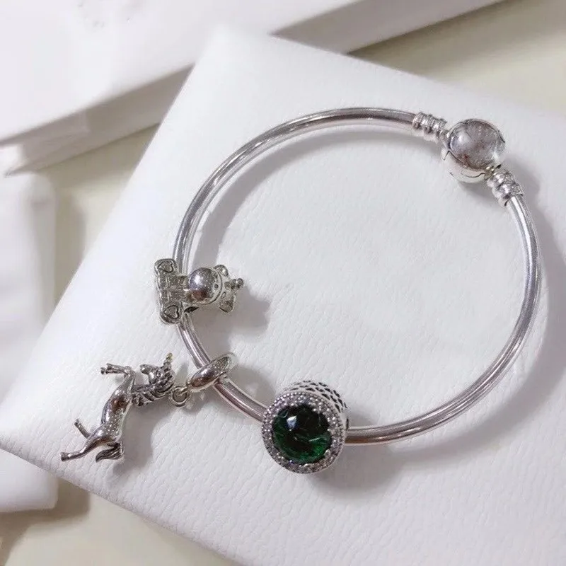 

Original 925 Sterling Silver Exquisite Unicorn Pendant Charm With Round Button Bracelet Fit Original Pan Charm Diy Jewelry