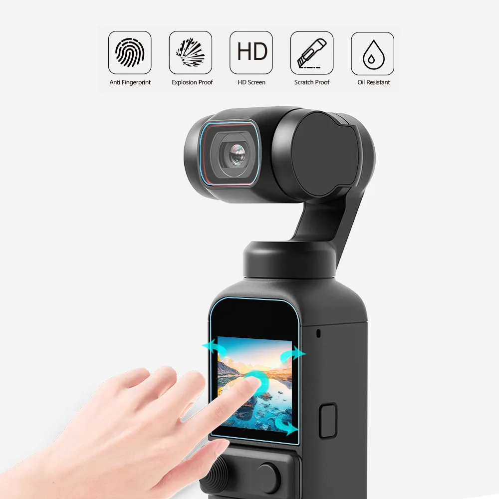 Tempered Glass Screen Protector Cover For DJI OSMO Pocket 2 Handheld Gimbal Action Camera Lens LCD Screen Protection Film Case