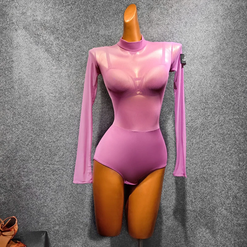 Топы для латиноамериканских танцев женский розовый танцевальный комбинезон с