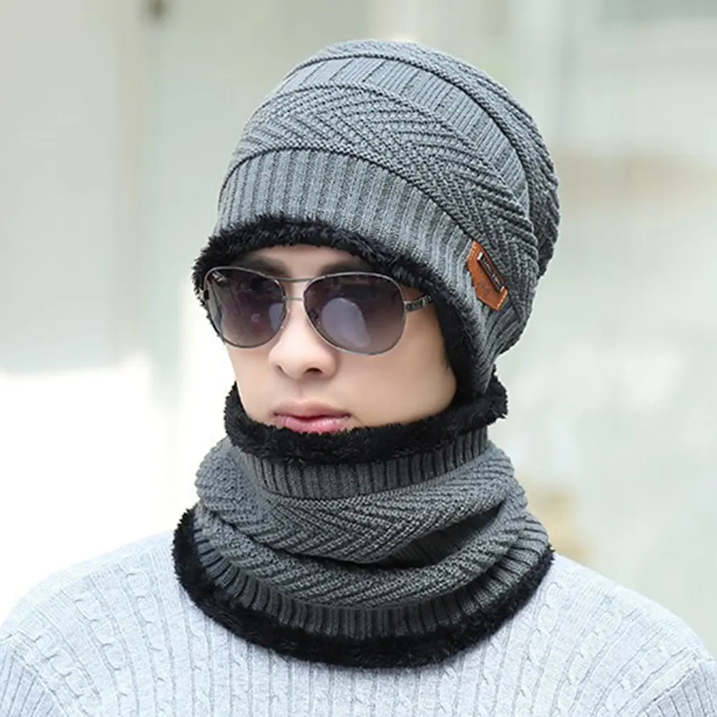 Новинка коралловые флисовые зимние шапочки шапки шарф для мужчин мягкая теплая