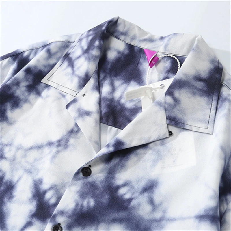 

Rainbowtouches 2021 Men's Hip Hop Harajuku Tie-Dye Casual Shirts Breathable Short Sleeve Shirts