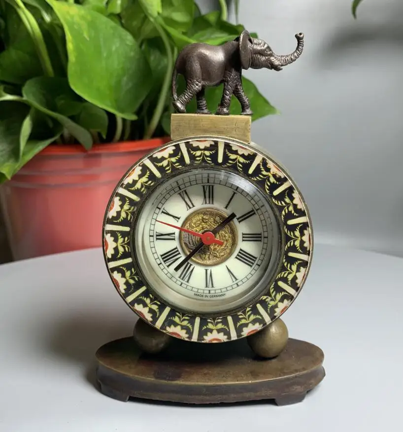 

Китайские архаидные латунные часы со слоном ремесла статуя