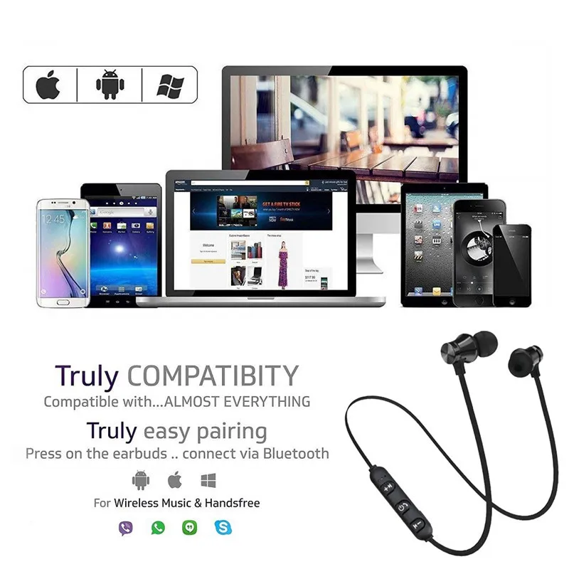 Магнитные беспроводные Bluetooth наушники BaySerry XT11 для iPhone 6 8X7 Xiaomi Спортивная