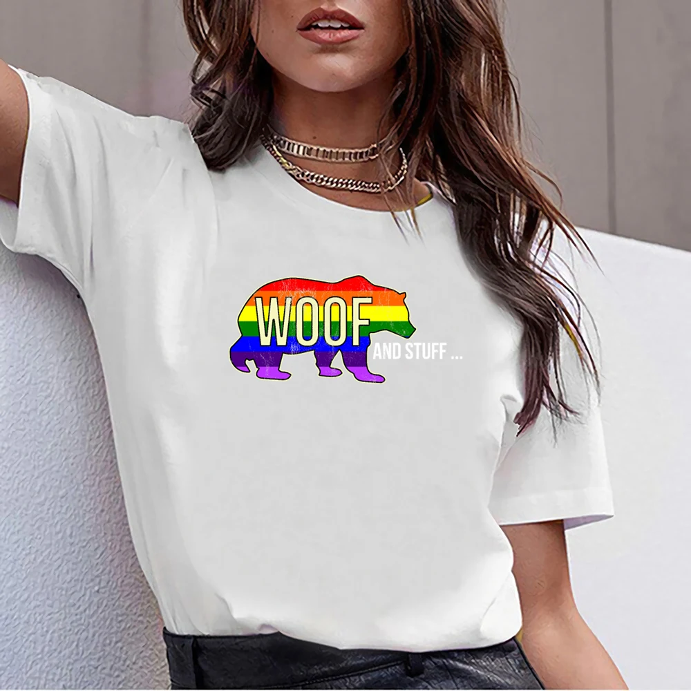 Женская футболка с круглым вырезом и надписью bear pride woof and Things винтажная на