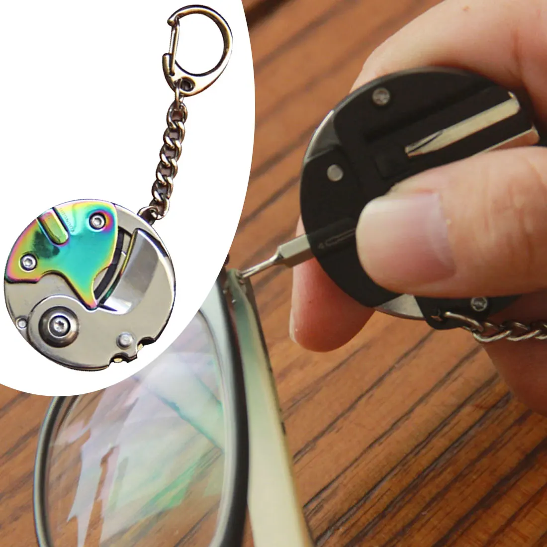 

Steel Folding Pocket Knife Survival Camping Keychain HY99 Screwdriver Coin-shaped High Quality Tools 1 Piece