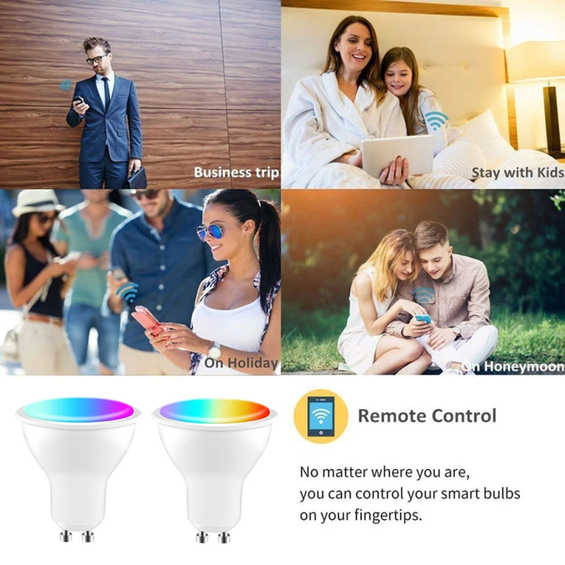 WiFi умный светильник GU5.3 GU10 E27 LED RGB лампа работает с Amazon Alexa/Google Home 85 265 в + белый