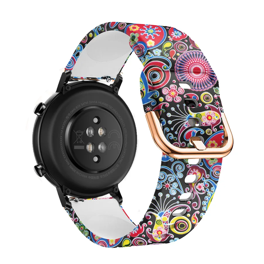 Силиконовый ремешок с принтом 22 мм для смарт-часов Ticwatch Pro 2020/Pro цвет в