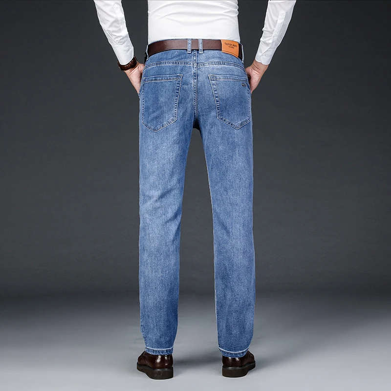 

2020 autumn and winter Men's business casual straight stretch jeans Fashion high quality classic men's jeans Large size 29 40