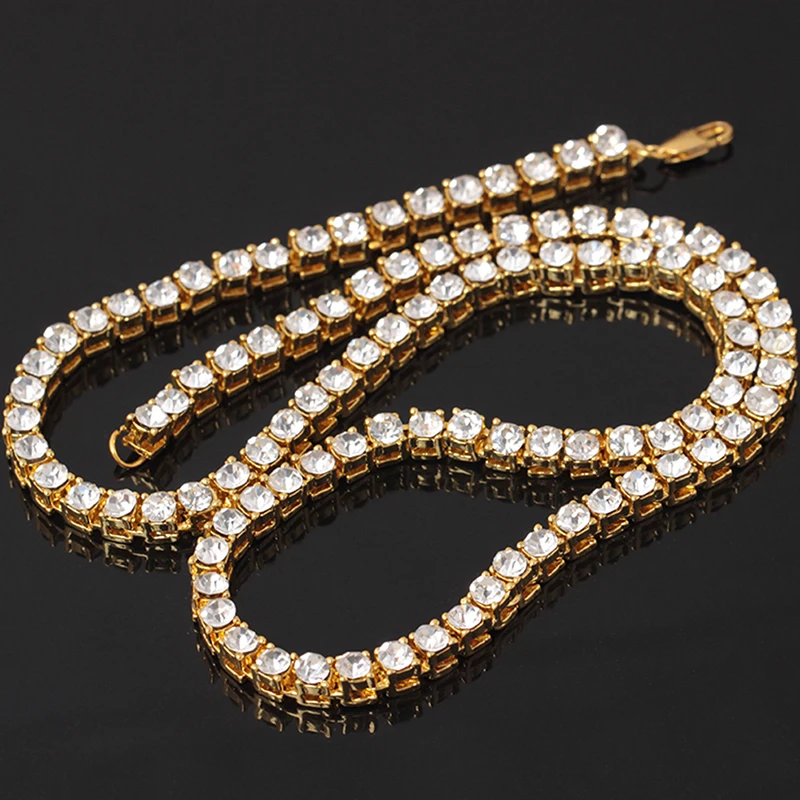 

Bling Single Row Tennis Chain Necklace Men Iced Out Choker Men Hip Hop Fashion Jewelry