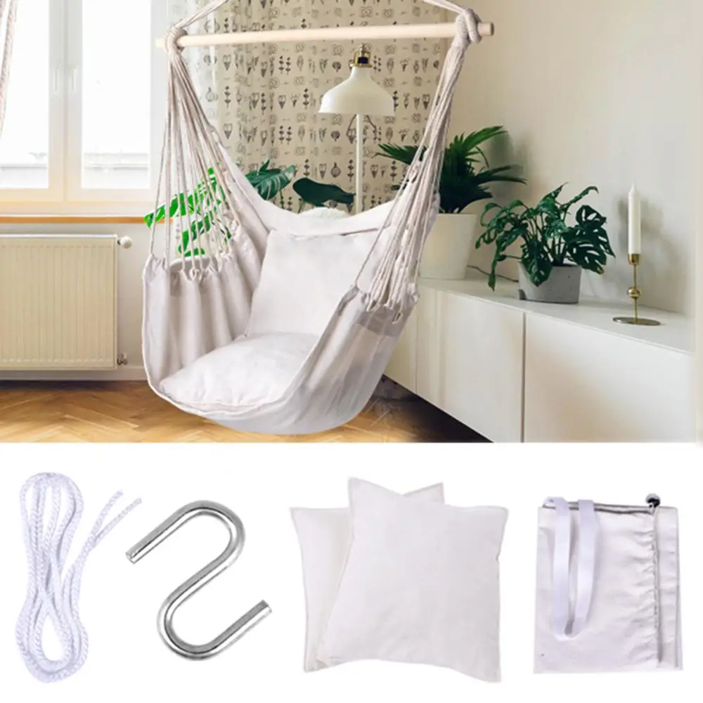 Кресло-гамак подвесное веревочное кресло-качели с 2 подушками для дома двора сада