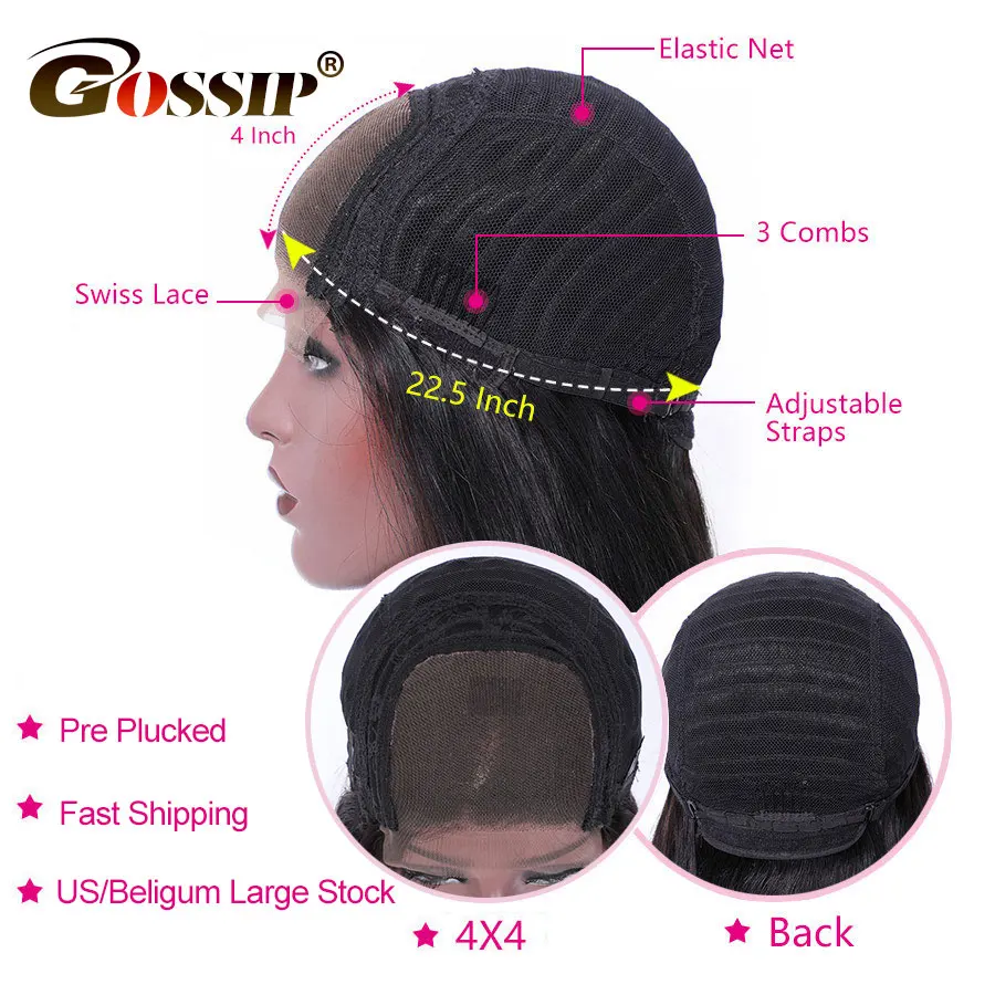 

Straight Short Bob Human Hair Wigs For Black Women 4x4 Lace Bob Wig With Baby Hair Indian Short Lace Closure Wig Remy Wig