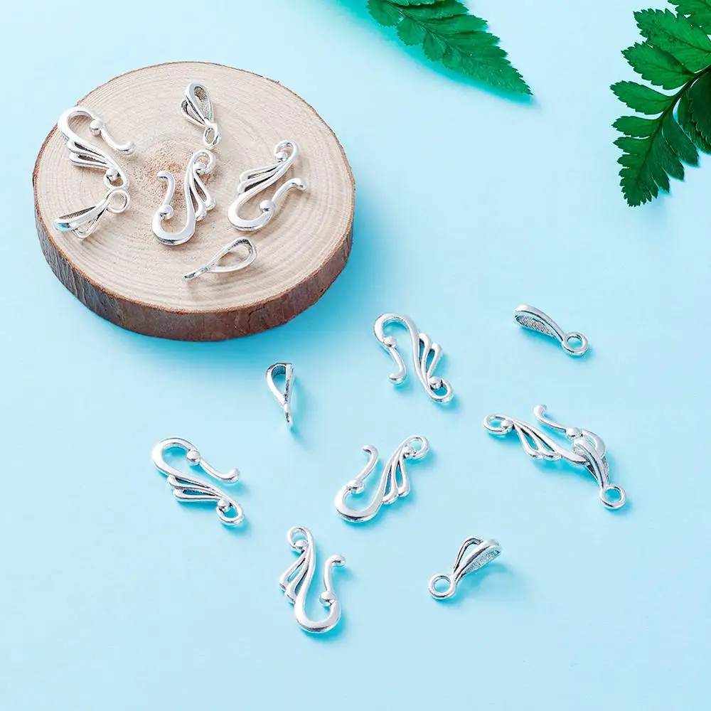20 комплектов тибетских античных серебряных крючков для крыльев застежка-молния