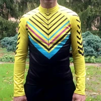 long sleeve jacket men cycling jersey yellow custom winter thermal fleece bike wear bicycle clothes kit camisa ciclismo uniform