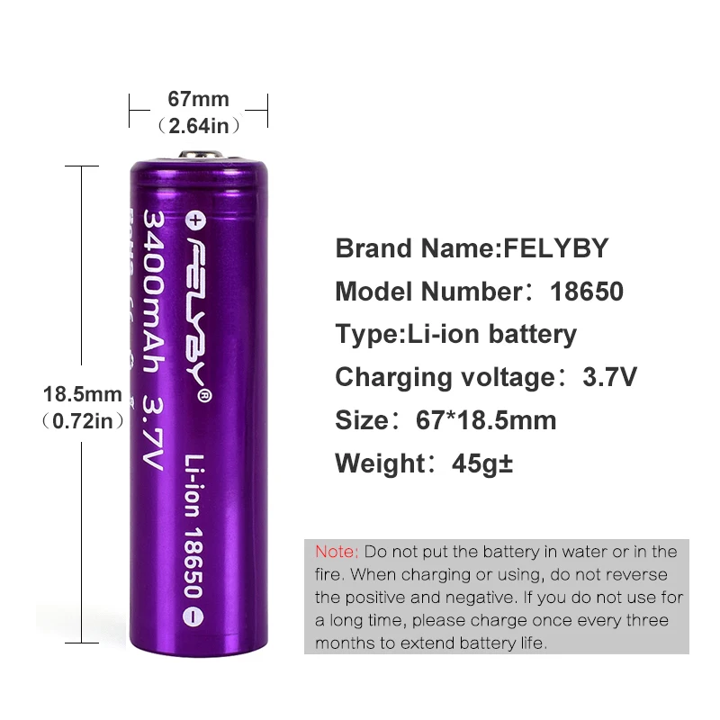 FELYBY 5 шт. 18650 3 7 в литий ионный Перезаряжаемый Аккумулятор au литиевый accu 100% Новый