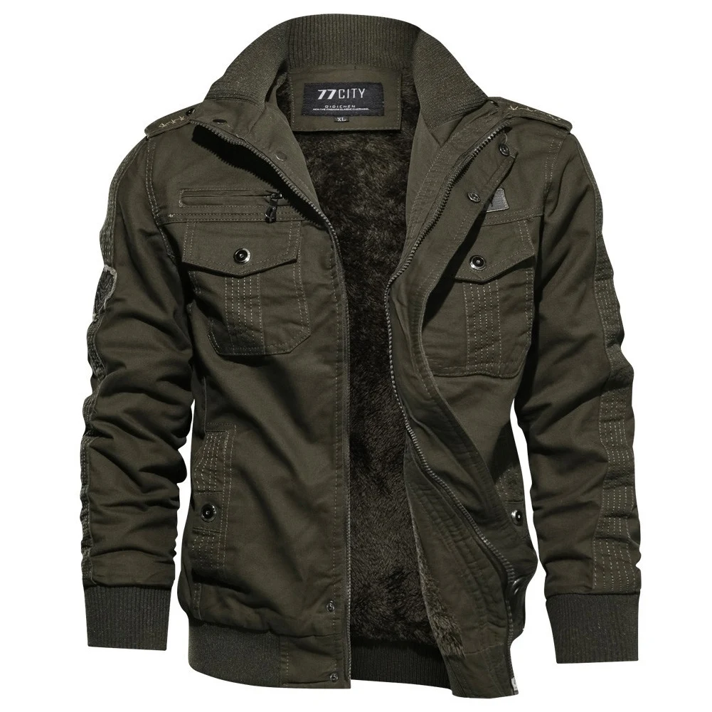 

Men Stand Collar Casual Autumn Outdoor Outwear Coat Button Plus Size Fabala Warm Long Sleeve Zipper Add Padded