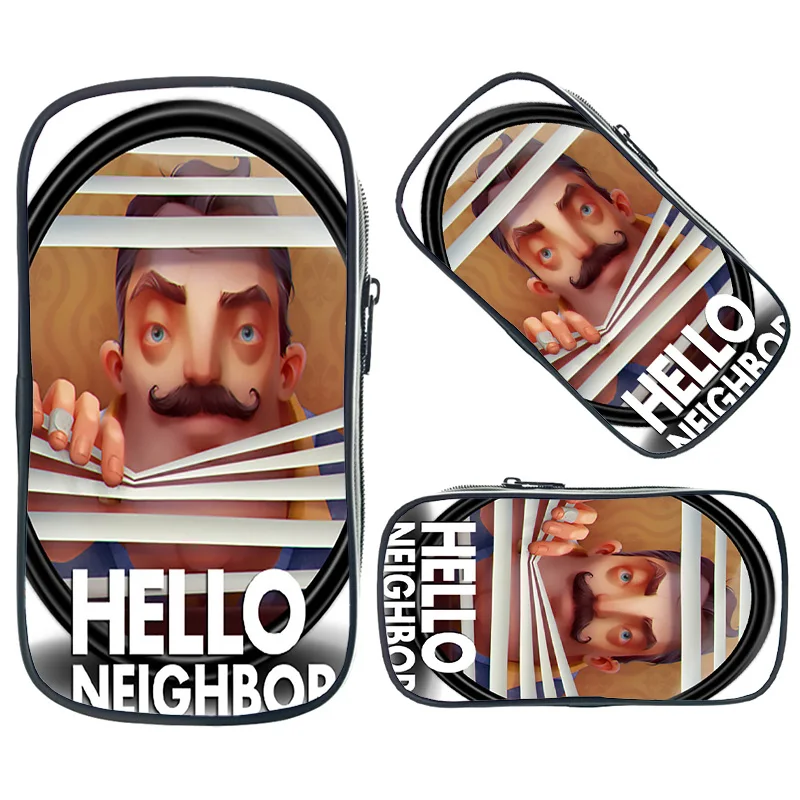 Горячая игра Hello Neighbor косметические Чехлы двойной карандаш держатель детские
