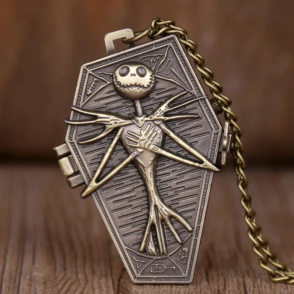 Винтажные кварцевые карманные часы в стиле ретро Burtons Рождественская тема череп